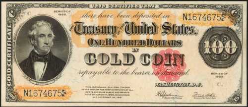 Fr. 1215 (W-3690). 1922 $100 Gold Certificate. PCGS Very Choice New 64 PPQ.