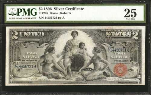 Fr. 248. 1896 $2 Silver Certificate. PMG Very Fine 25.