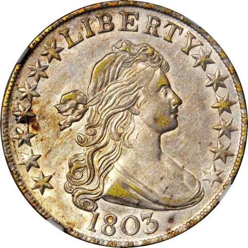 1803 Draped Bust Half Dollar. O-101, T-1. Rarity-3. Large 3, Small Reverse Stars. AU-50 (NGC).