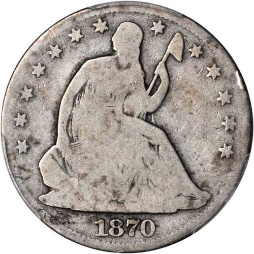 1870-CC Liberty Seated Half Dollar. WB-5. Rarity-6. Good-4 (PCGS).