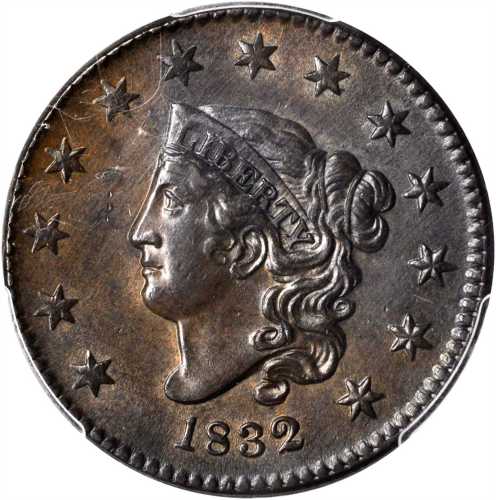 1832 Matron Head Cent. N-3. Rarity-1. Large Letters. AU Details--Scratch (PCGS).