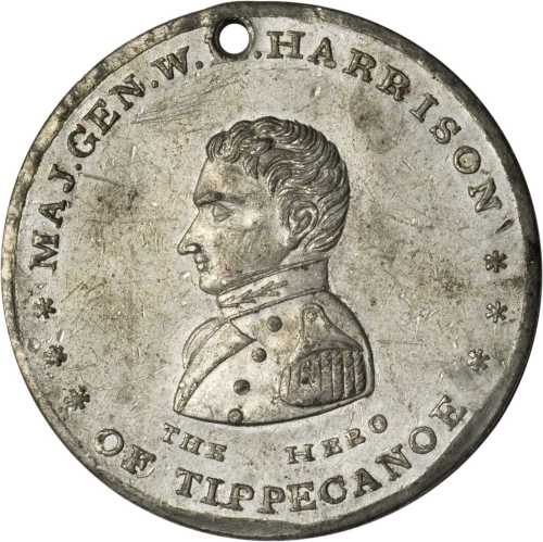 1840 William Henry Harrison. DeWitt-WHH 1840-8. White metal. Reeded edge. 36.5 mm. Choice Extremely 