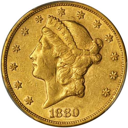 美国1880-S年20美元金币。