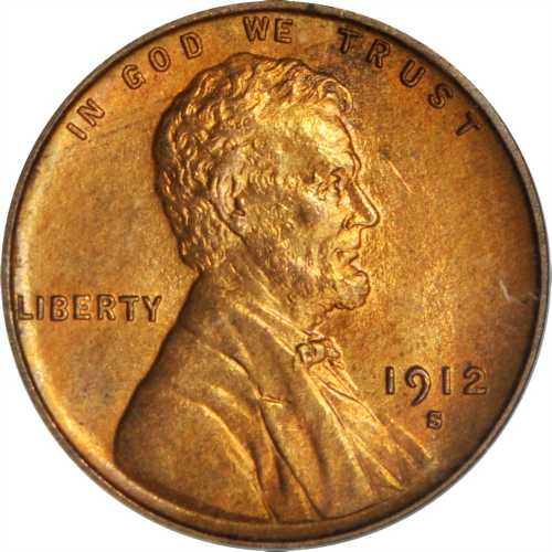 1912-S Lincoln Cent. MS-65 RD (PCGS).