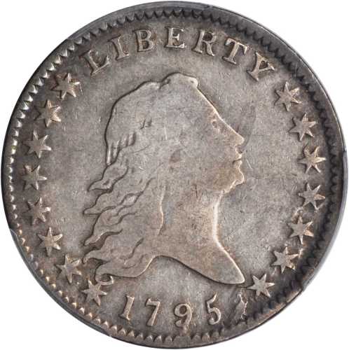 1795 Flowing Hair Half Dollar. O-113a, T-14. Rarity-3. Two Leaves, A/E in STATES. VG-8 (PCGS).