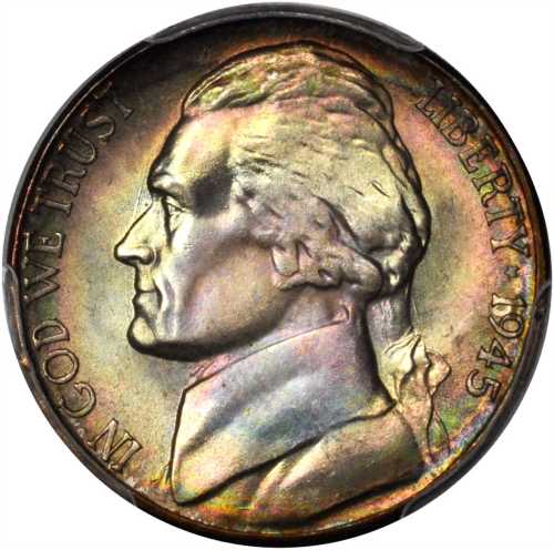 1945-S Jefferson Nickel. MS-67+ (PCGS). Gold Shield Holder.