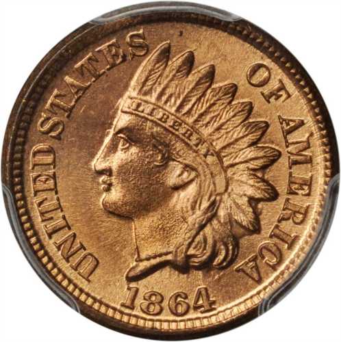 1864 Indian Cent. Bronze. MS-65 RD (PCGS).