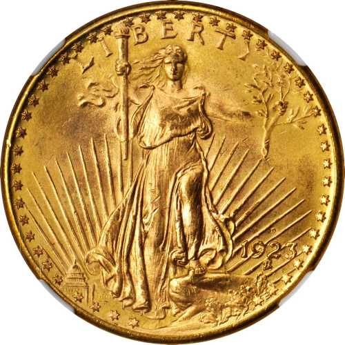 1923-D Saint-Gaudens Double Eagle. MS-65 (NGC).