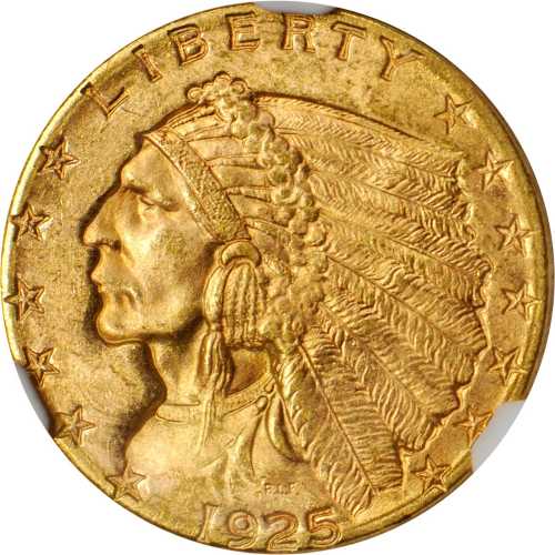 1925-D Indian Quarter Eagle. MS-66 (NGC).