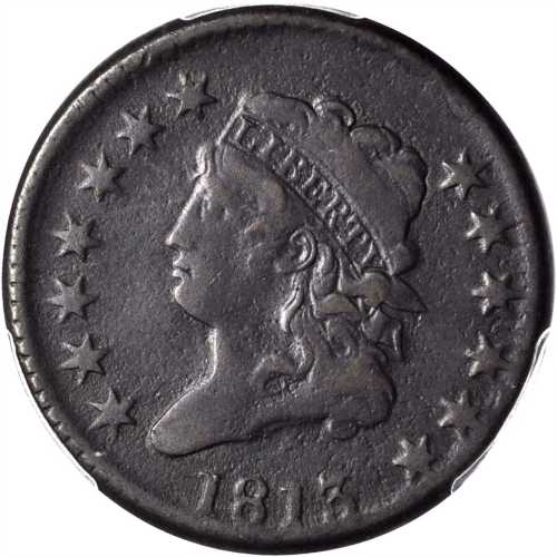 1813 Classic Head Cent. S-292. Rarity-2. VF Details--Environmental Damage (PCGS).