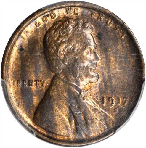 1917-S Lincoln Cent. MS-63 BN (PCGS).