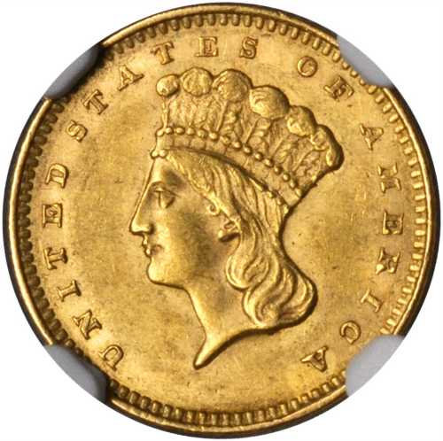 1857 Gold Dollar. MS-62 (NGC).