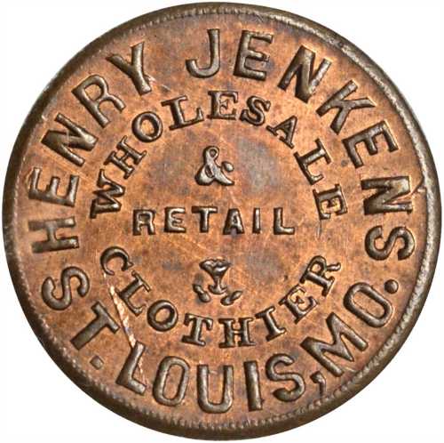 Missouri--St. Louis. 1863 Henry Jenkens. Fuld-910C-1a. Rarity-4. Copper. 19 mm. MS-63 RB.