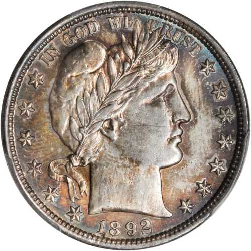 1892 Barber Half Dollar. Unc Details--Questionable Color (PCGS).