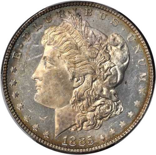1885 Morgan Silver Dollar. MS-64 DMPL (PCGS). Gold Shield Holder.