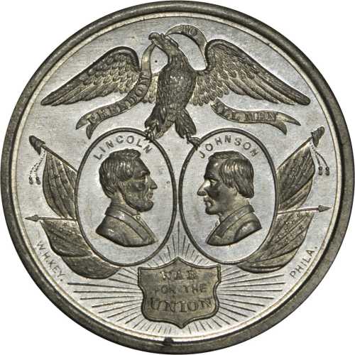 1864 Abraham Lincoln. DeWitt-AL 1864-1. White metal. 42 mm. MS-63 (NGC).