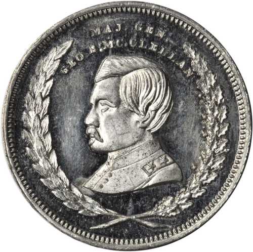 1864 George McClellan. DeWitt-GMcC 1864-14. White metal. 31.1 mm. Mint State.