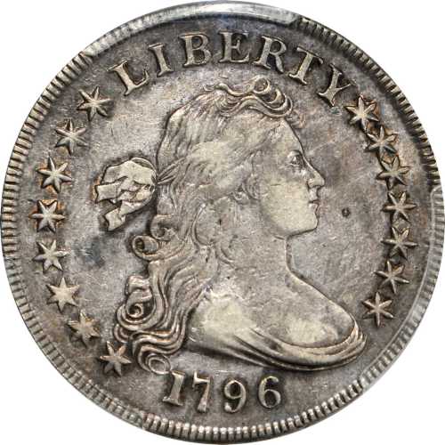 1796 Draped Bust Silver Dollar. BB-65, B-5. Rarity-4. Large Date, Small Letters. EF-40 (PCGS).