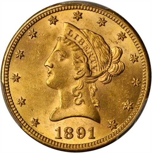 1891-CC Liberty Head Eagle. MS-62 (PCGS).