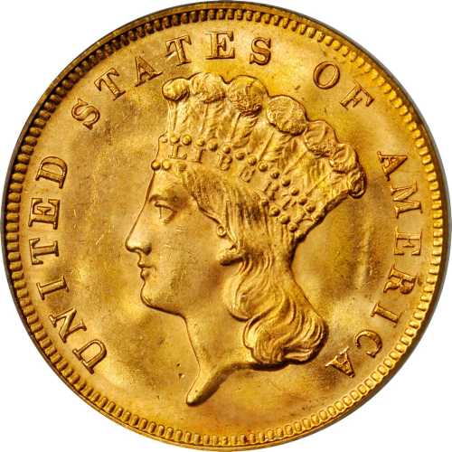 1878 Three-Dollar Gold Piece. MS-65 (PCGS). OGH.