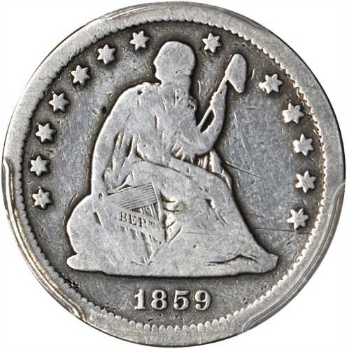 1859-S Liberty Seated Quarter. Briggs 1-A, the only known dies. Good Details--Polished (PCGS).
