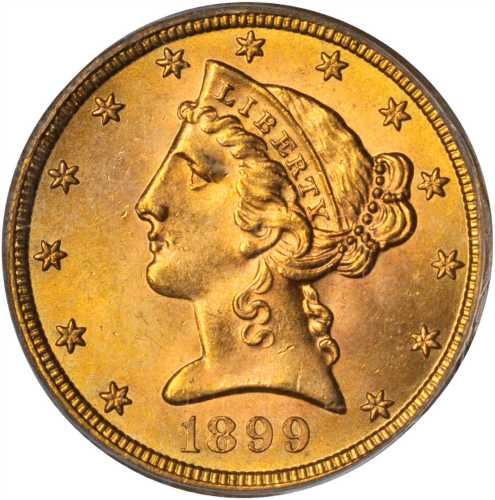 1899-S Liberty Head Half Eagle. MS-64 (PCGS).