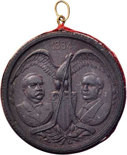 1884 Grover Cleveland. DeWitt-GC 1884-1. Pressed wood. 76.8 mm, without hanger. Choice Extremely Fin
