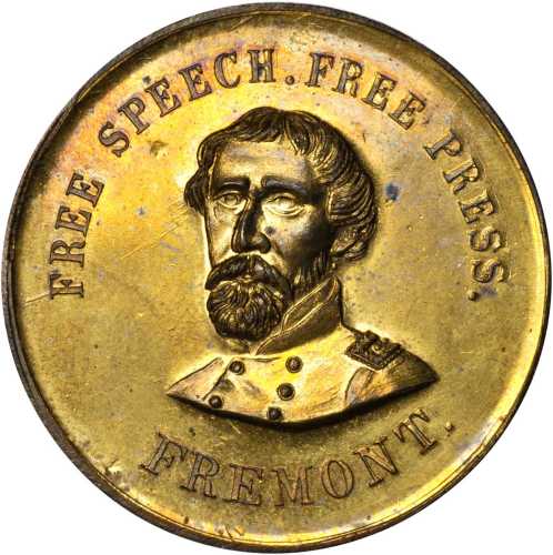 1864 John Freemont. DeWitt-JF 1864-2. Brass. 34.5 mm. Mint State.