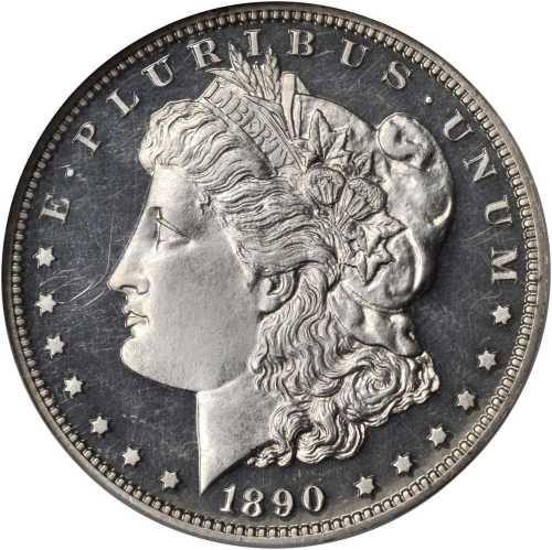 1890 Morgan Silver Dollar. Proof-64 Cameo (NGC).