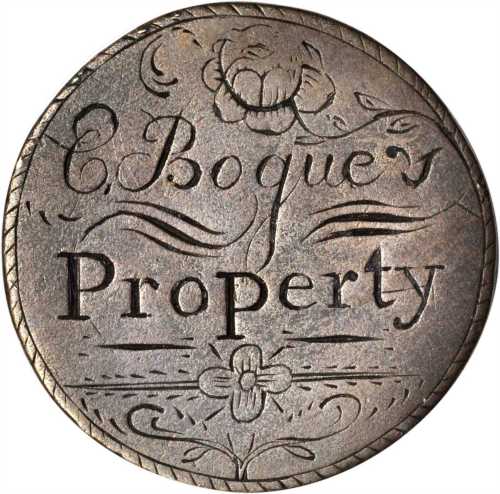 Engraved Coin Made From a Massachusetts Cent. Very Fine.