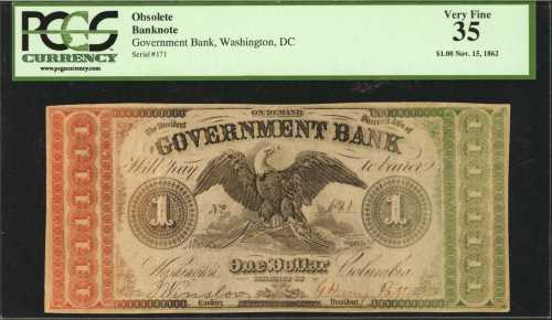 Lot of (4) Graded Obsolete Notes from the District of Columbia.
