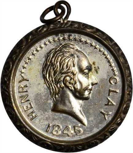 1844 Henry Clay. DeWitt-HC 1844-48. Silvered brass shells. 24.6 mm. About Uncirculated.