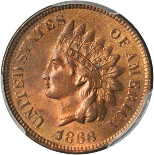 1868 Indian Cent. Unc Details--Environmental Damage (PCGS).