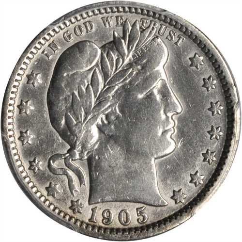 1905-O Barber Quarter. AU Details--Cleaned (PCGS).