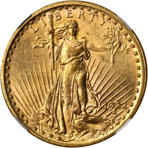 1922 Saint-Gaudens Double Eagle. MS-62 (NGC).