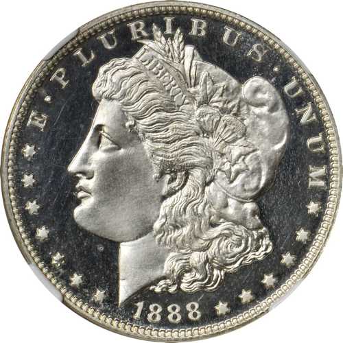 1888 Morgan Silver Dollar. Proof-64 Cameo (NGC).