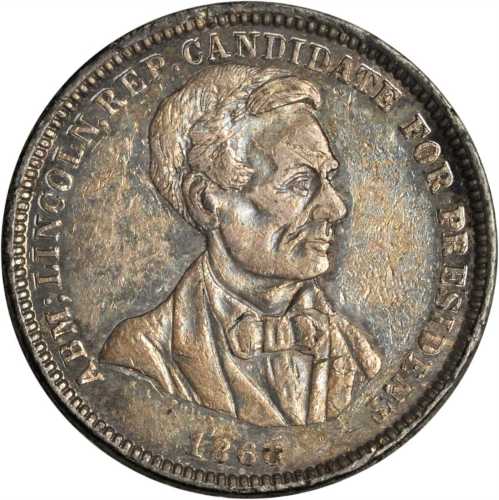 1860 Abraham Lincoln. DeWitt-AL 1860-52. Silvered white metal. 27.2 mm. Choice Extremely Fine.