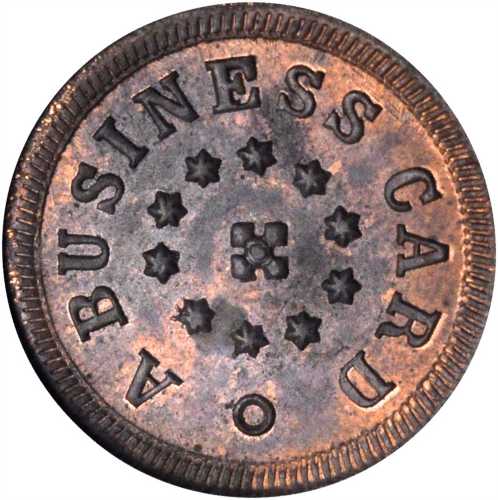 1683 Indian Head / A Business Card. Fuld-75/459 a. Rarity-8. Copper. 19 mm. MS-65 RB (NGC).
