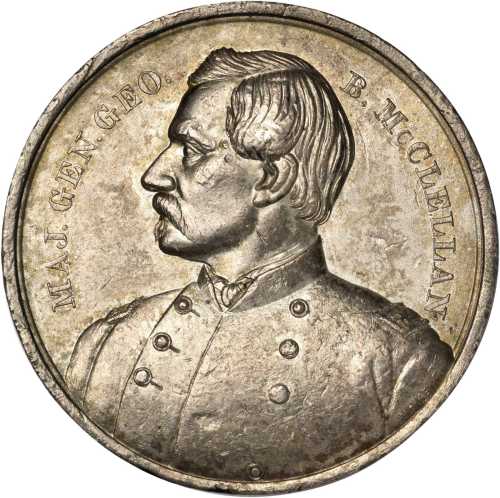 George McClellan Laudatory Medal. DeWitt-GMcC 1864-86. White metal. 51.9 mm. Extremely Fine.