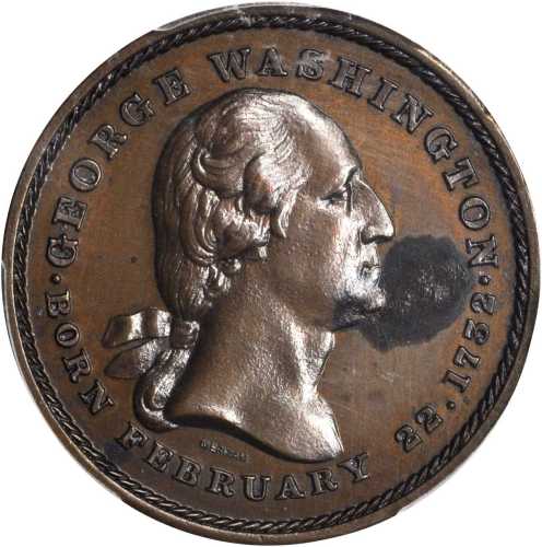 1799 (ca. 1860) Washingtons Tomb Medal. First Obverse, First Reverse. Bronze. 32 mm. Musante GW-318,