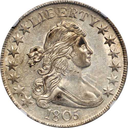 1805 Draped Bust Half Dollar. O-111, T-3. Rarity-2. AU-55 (NGC).