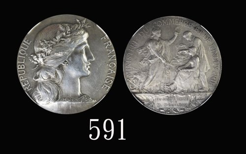 20世纪初法国工贸部纪念章、自由女神纪念章，两枚评级真品Early 20th Century France, group of 2pcs medals. Both NPGS Genuine 真品  (