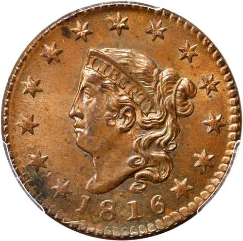1816 Matron Head Cent. N-9. Rarity-3. MS-62 BN (PCGS). CAC.