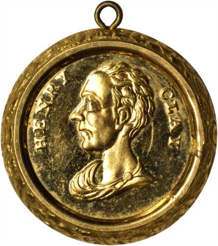 1844 Henry Clay. DeWitt-HC 1844-46. Gilt brass shells. 24.4 mm. Mint State.