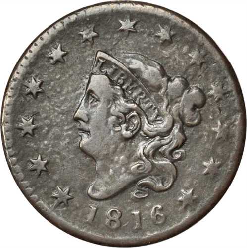 1816 Matron Head Cent. N-4. Rarity-2. Fine-12 Environmental Damage, Surfaces Smoothed.
