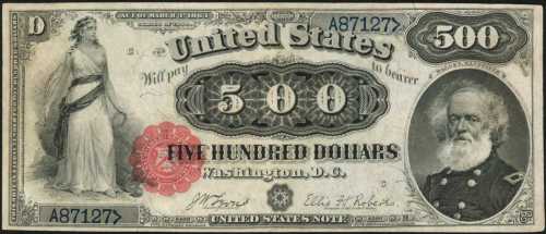 Fr. 185m (W-4088). 1880 $500 Legal Tender Note. PCGS About New 50.