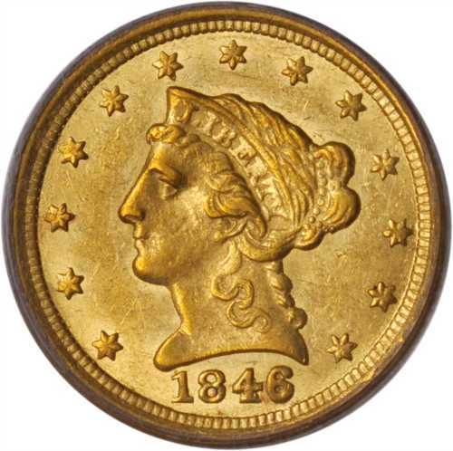 1846-O Liberty Head Quarter Eagle. AU-58 (PCGS). CAC.