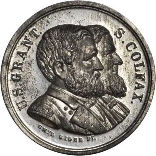 1868 Ulysses S. Grant. DeWitt-USG 1868-6. White metal. 38.1 mm. Mint State.