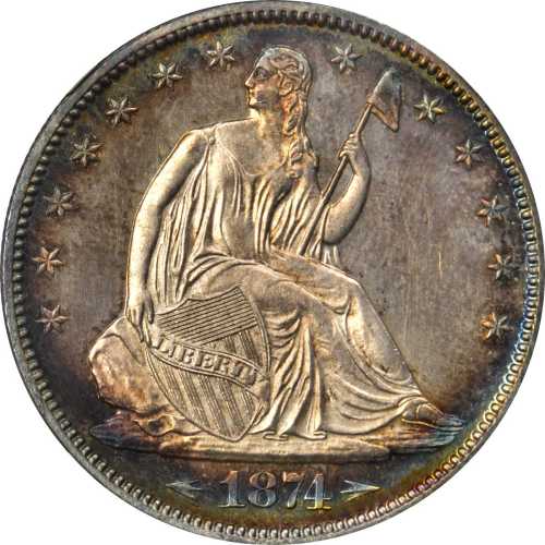 1874 Liberty Seated Half Dollar. Arrows. Proof-65 Cameo (NGC).