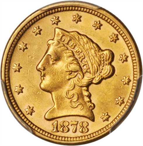 1878 Liberty Head Quarter Eagle. Unc Details--Rim Damage (PCGS).
